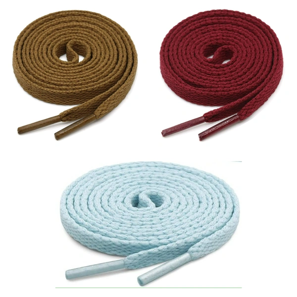 GRAH SANGRAH® 3 Pair (1 Pair Per Single Color) Flat Shoe Lace For Running, Sport Or Gym Shoelace - 150 CM, Maroon / Light Brown / Moonlight