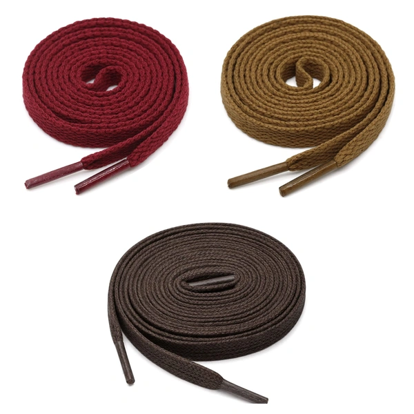 GRAH SANGRAH® 3 Pair (1 Pair Per Single Color) Flat Shoe Lace For Running, Sport Or Gym Shoelace - 120 CM, Maroon-Light Brown-Dark Brown