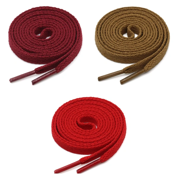 GRAH SANGRAH® 3 Pair (1 Pair Per Single Color) Flat Shoe Lace For Running, Sport Or Gym Shoelace - 120 CM, Maroon-Light Brown-Red