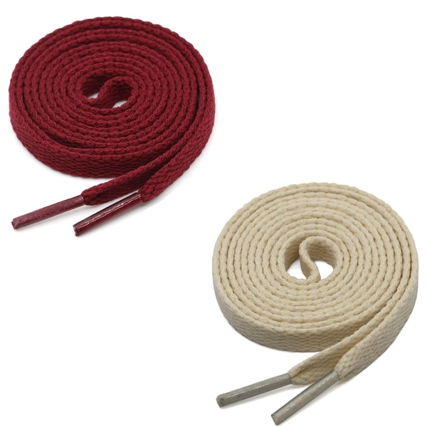 GRAH SANGRAH® (2 Pair) Flat Shoe Lace For Running, Sport Or Gym Shoelace - 120 CM, Maroon-Beige