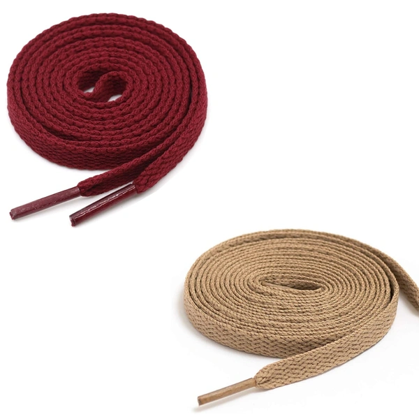 GRAH SANGRAH® (2 Pair) Flat Shoe Lace For Running, Sport Or Gym Shoelace - 120 CM, Maroon-Cream