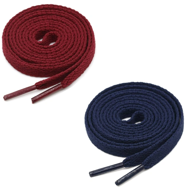 GRAH SANGRAH® (2 Pair) Flat Shoe Lace For Running, Sport Or Gym Shoelace - 120 CM, Maroon_ Navy