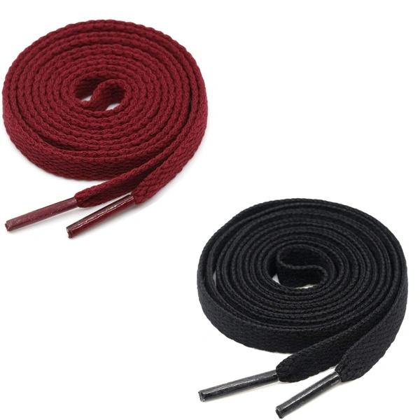 GRAH SANGRAH® (2 Pair) Flat Shoe Lace For Running, Sport Or Gym Shoelace - 120 CM, Maroon_ Black