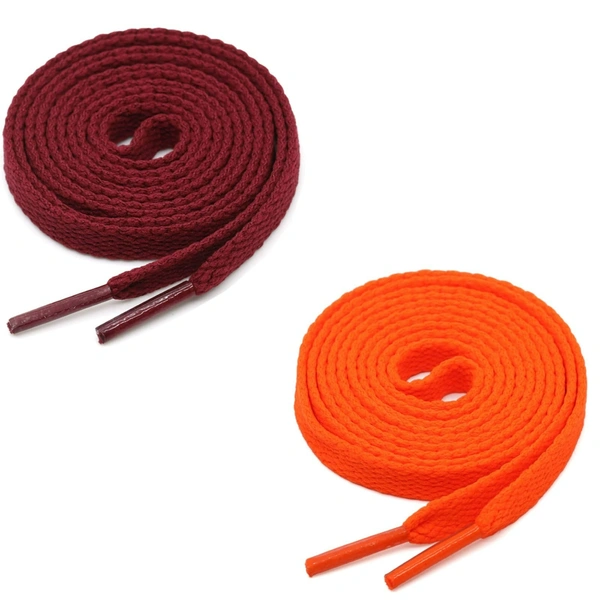 GRAH SANGRAH® (2 Pair) Flat Shoe Lace For Running, Sport Or Gym Shoelace - 150 CM, Maroon_ Orange