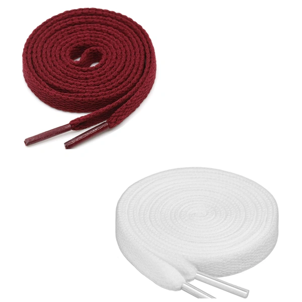 GRAH SANGRAH® (2 Pair) Flat Shoe Lace For Running, Sport Or Gym Shoelace - 150 CM, Maroon_ White
