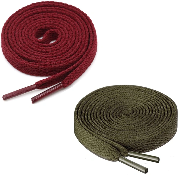 GRAH SANGRAH® (2 Pair) Flat Shoe Lace For Running, Sport Or Gym Shoelace - 150 CM, Maroon-Army Green