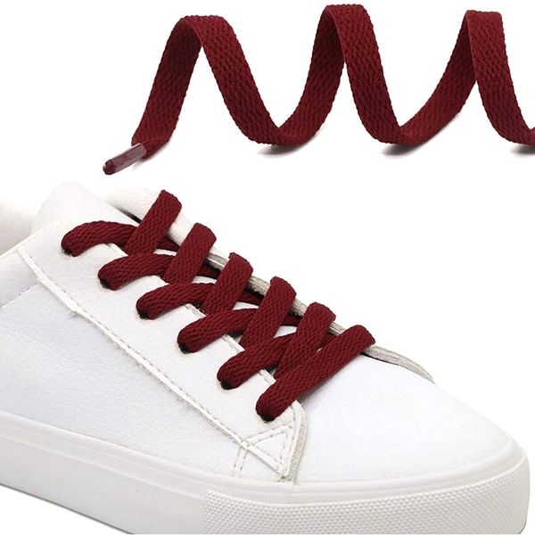 GRAH SANGRAH® (2 Pair Flat Shoelaces For Athletic Running Sneakers Shoes Boot Strings - 120 CM, Maroon