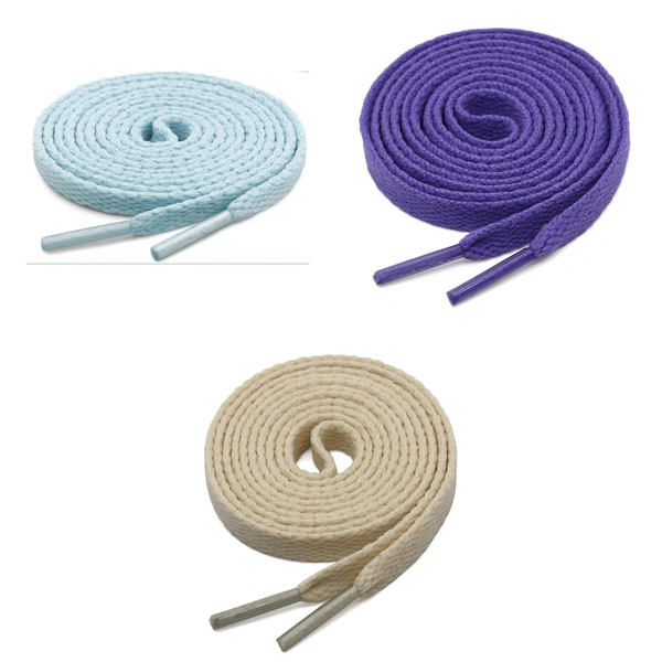 GRAH SANGRAH® 3 Pair (1 Pair Per Single Color) Flat Shoe Lace For Running, Sport Or Gym Shoelace - 120 CM, Moonlight-Beige-Purple