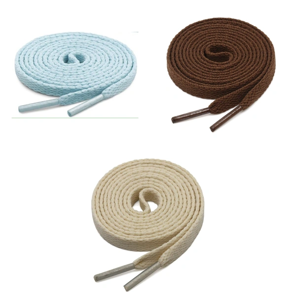 GRAH SANGRAH® 3 Pair (1 Pair Per Single Color) Flat Shoe Lace For Running, Sport Or Gym Shoelace - 150 CM, Moonlight-Beige-Dark Brown