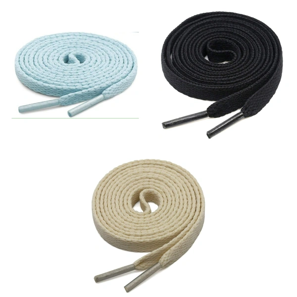 GRAH SANGRAH® 3 Pair (1 Pair Per Single Color) Flat Shoe Lace For Running, Sport Or Gym Shoelace - 150 CM, Moonlight_ Off White_ Black