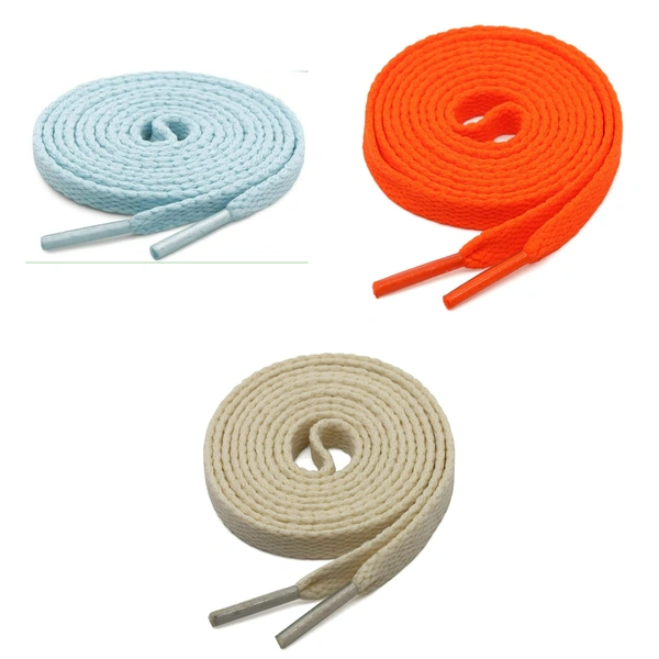 GRAH SANGRAH® 3 Pair (1 Pair Per Single Color) Flat Shoe Lace For Running, Sport Or Gym Shoelace - 120 CM, Moon Light_ Off White_ Orange