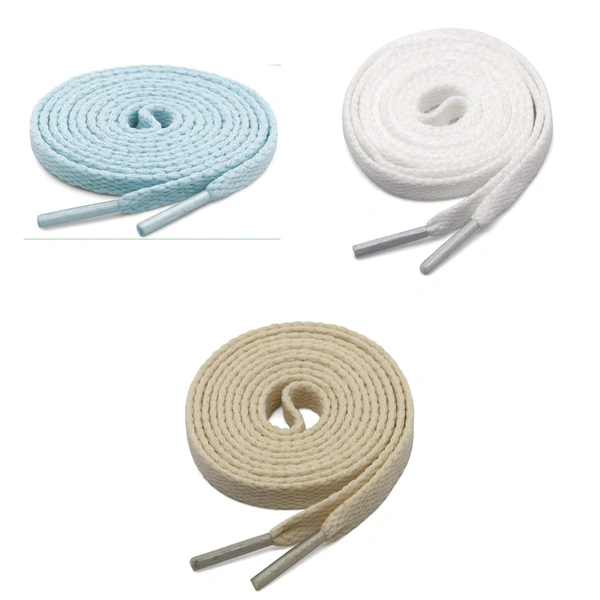 GRAH SANGRAH® 3 Pair (1 Pair Per Single Color) Flat Shoe Lace For Running, Sport Or Gym Shoelace - 150 CM, Moonlight-White-Beige