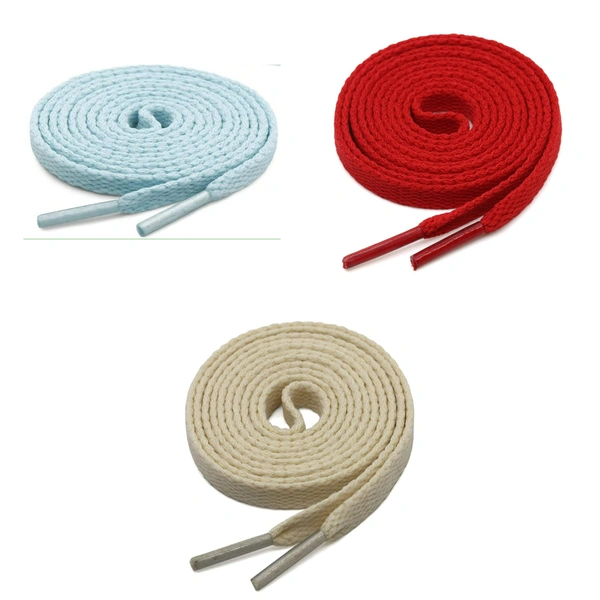 GRAH SANGRAH® 3 Pair (1 Pair Per Single Color) Flat Shoe Lace For Running, Sport Or Gym Shoelace - 150 CM, Moon Light_ Off White_ Red