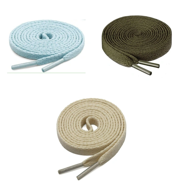 GRAH SANGRAH® 3 Pair (1 Pair Per Single Color) Flat Shoe Lace For Running, Sport Or Gym Shoelace - 150 CM, Moon Light_ Off White_ Army Green