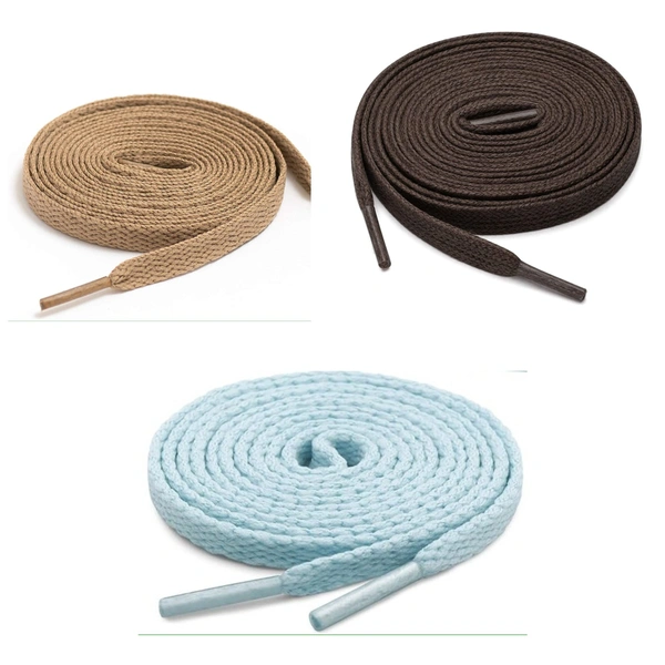 GRAH SANGRAH® 3 Pair (1 Pair Per Single Color) Flat Shoe Lace For Running, Sport Or Gym Shoelace - 120 CM, Moonlight-Cream-Dark Brown