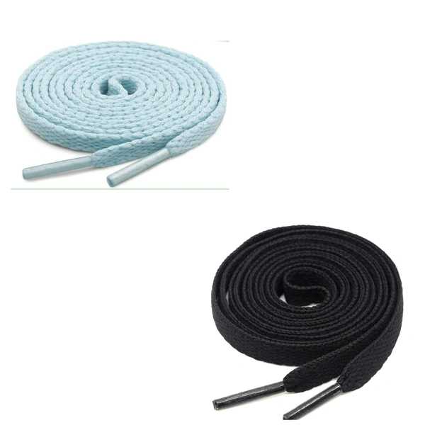 GRAH SANGRAH® (2 Pair) Flat Shoe Lace For Running, Sport Or Gym Shoelace - 120 CM, Moon Light_ Black