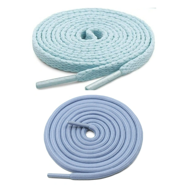 GRAH SANGRAH® 1 Pair FLAT | 1 Pair Round | Unisex Shoe Lace for Running, Sport or Gym Shoelace - 120 CM, Sky