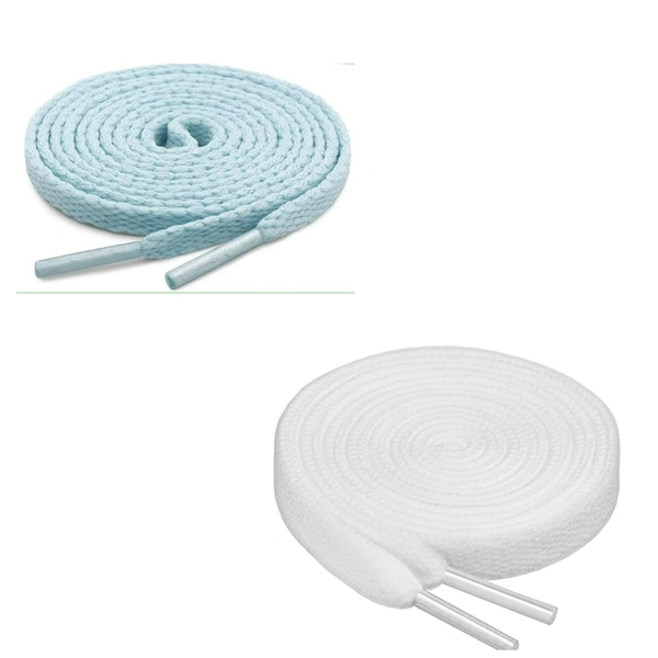 GRAH SANGRAH® (2 Pair) Flat Shoe Lace For Running, Sport Or Gym Shoelace - 150 CM, Moon Light_ White