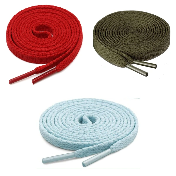 GRAH SANGRAH® 3 Pair (1 Pair Per Single Color) Flat Shoe Lace For Running, Sport Or Gym Shoelace - 120 CM, Moonlight_ Red_ Army Green