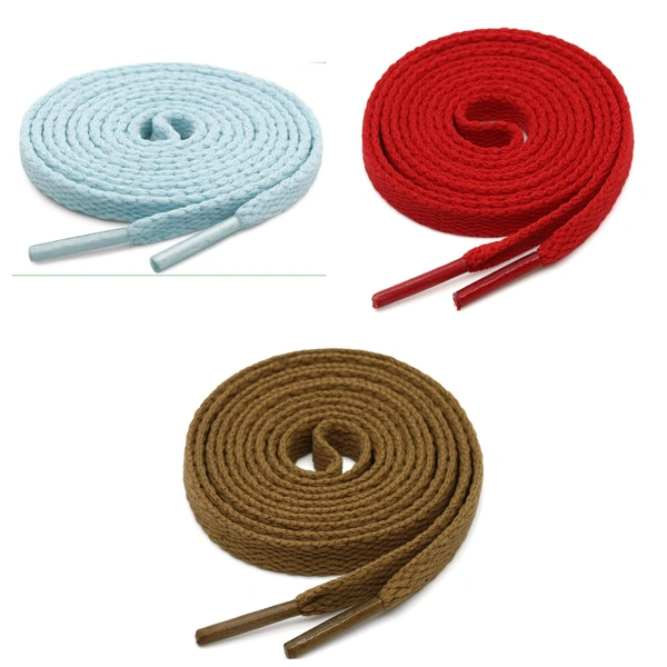 GRAH SANGRAH® 3 Pair (1 Pair Per Single Color) Flat Shoe Lace For Running, Sport Or Gym Shoelace - 120 CM, Light Brown_ Moonlight_ Red