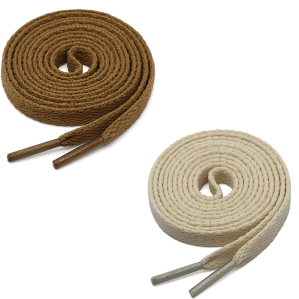 GRAH SANGRAH® (2 Pair) Flat Shoe Lace For Running, Sport Or Gym Shoelace - 120 CM, Light Brown- Beige