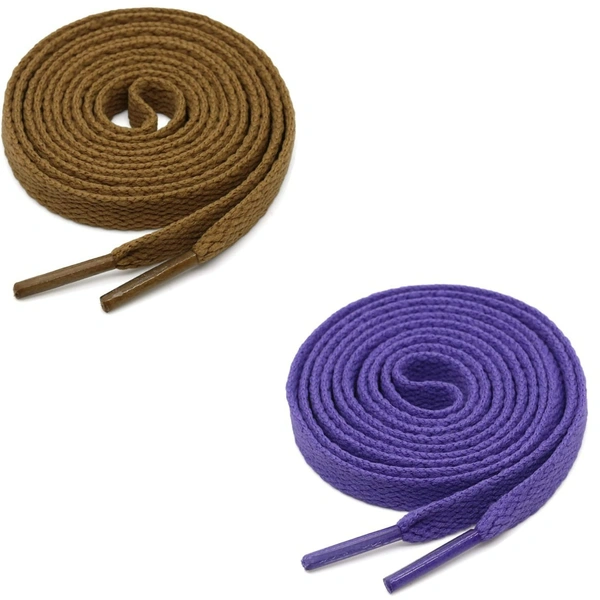 GRAH SANGRAH® (2 Pair) Flat Shoe Lace For Running, Sport Or Gym Shoelace - 120 CM, Light Brown_ Purple