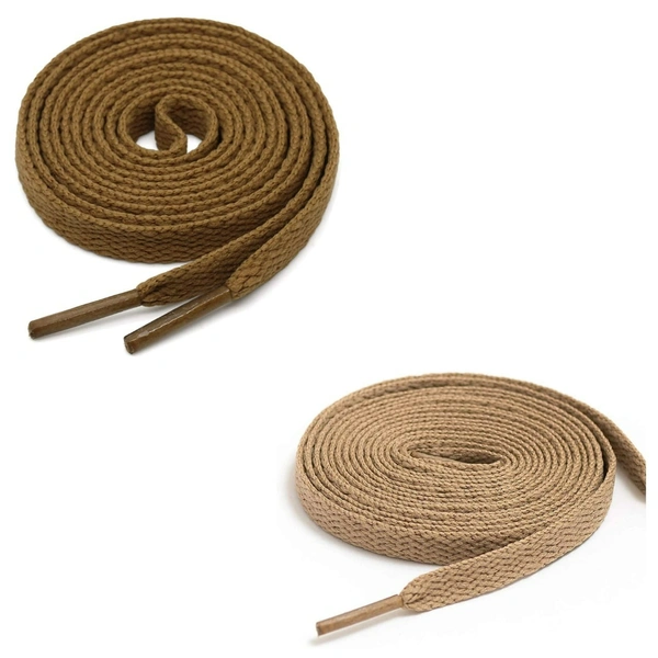 GRAH SANGRAH® (2 Pair) Flat Shoe Lace For Running, Sport Or Gym Shoelace - 150 CM, Light Brown_ Cream