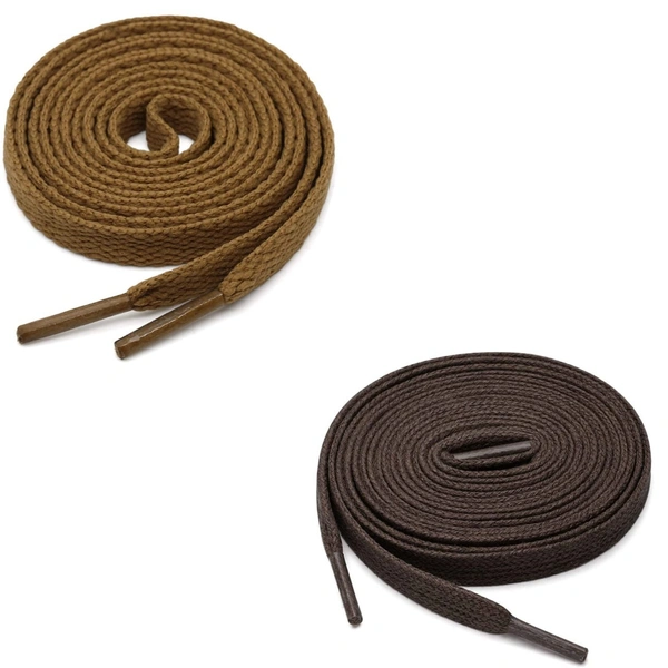 GRAH SANGRAH® (2 Pair) Flat Shoe Lace For Running, Sport Or Gym Shoelace - 150 CM, Light Brown - Dark Brown