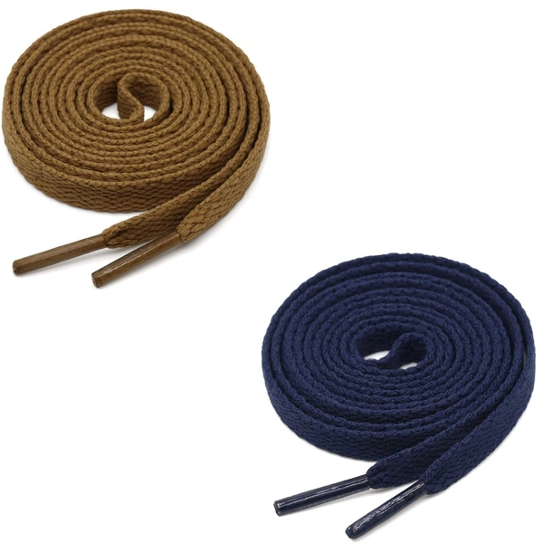 GRAH SANGRAH® (2 Pair) Flat Shoe Lace For Running, Sport Or Gym Shoelace - 120 CM, Light Brown-Navy