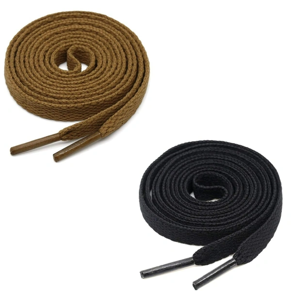 GRAH SANGRAH® (2 Pair) Flat Shoe Lace For Running, Sport Or Gym Shoelace - 150 CM, Light Brown_ Black