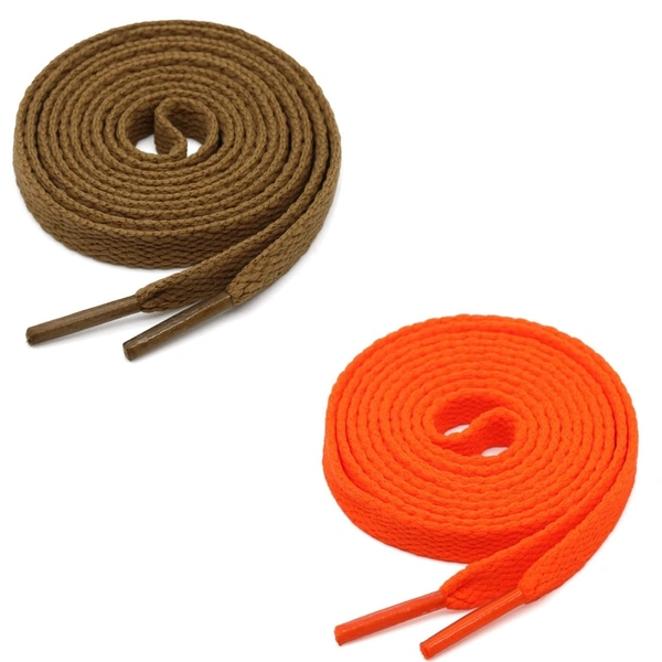 GRAH SANGRAH® (2 Pair) Flat Shoe Lace For Running, Sport Or Gym Shoelace - 150 CM, Light Brown-Orange