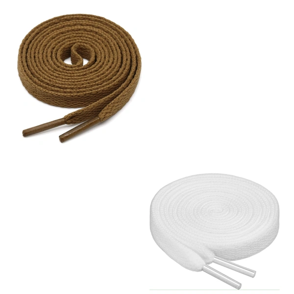 GRAH SANGRAH® (2 Pair) Flat Shoe Lace For Running, Sport Or Gym Shoelace - 120 CM, Brown-White