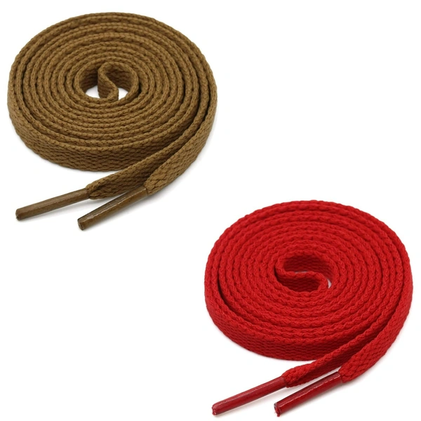 GRAH SANGRAH® (2 Pair) Flat Shoe Lace For Running, Sport Or Gym Shoelace - 120 CM, Light Brown_ Red