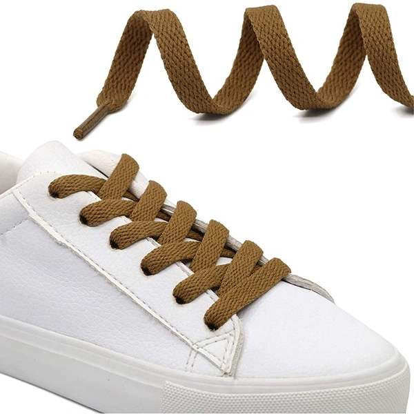 GRAH SANGRAH® (2 Pair Flat Shoelaces For Athletic Running Sneakers Shoes Boot Strings - 120 CM, Light Brown