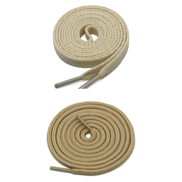 GRAH SANGRAH® 1 Pair FLAT | 1 Pair Round | Unisex Shoe Lace for Running, Sport or Gym Shoelace - 120 CM, Off White_ Cream