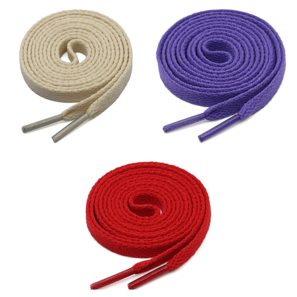 GRAH SANGRAH® 3 Pair (1 Pair Per Single Color) Flat Shoe Lace For Running, Sport Or Gym Shoelace - 120 CM, Beige-Purple-Red