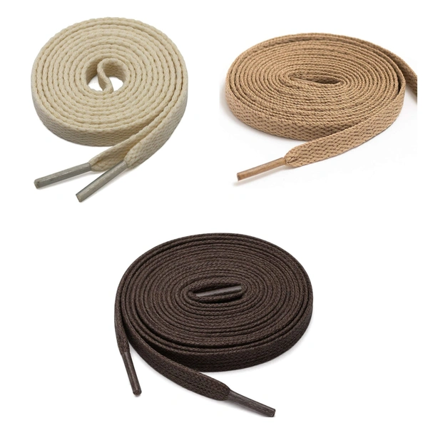 GRAH SANGRAH® 3 Pair (1 Pair Per Single Color) Flat Shoe Lace For Running, Sport Or Gym Shoelace - 120 CM, Beige-Cream-Dark Brown