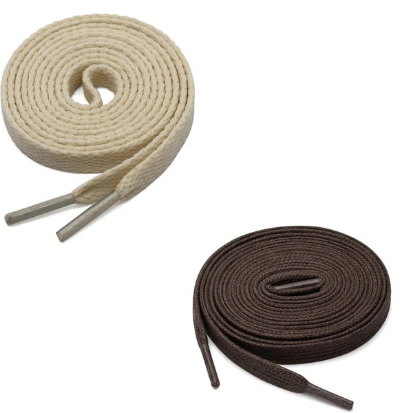 GRAH SANGRAH® (2 Pair) Flat Shoe Lace For Running, Sport Or Gym Shoelace - 120 CM, Beige-Dark Brown