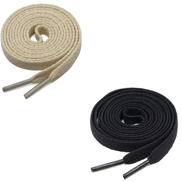 GRAH SANGRAH® (2 Pair) Flat Shoe Lace For Running, Sport Or Gym Shoelace - 120 CM, Beige-Black