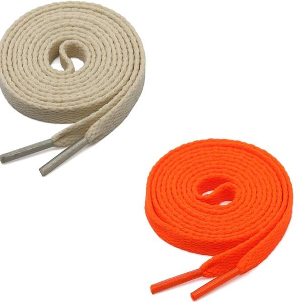 GRAH SANGRAH® (2 Pair) Flat Shoe Lace For Running, Sport Or Gym Shoelace - 120 CM, Beige-Orange