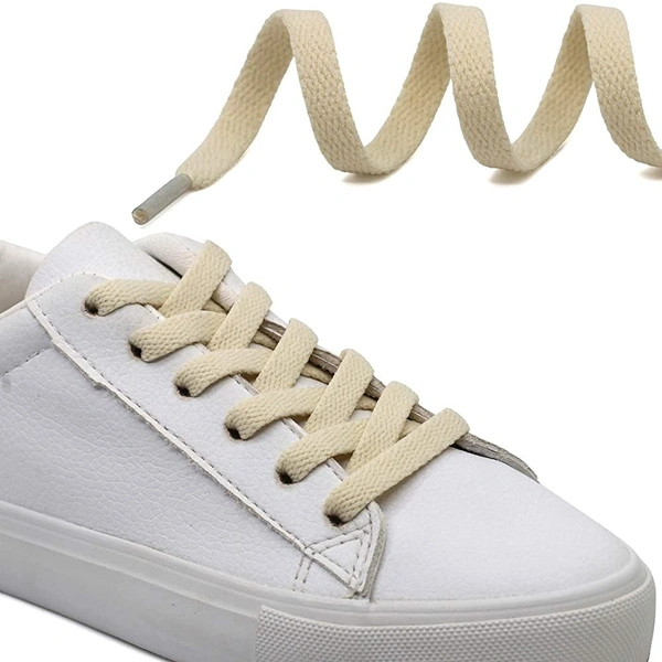 GRAH SANGRAH® (2 Pair Flat Shoelaces For Athletic Running Sneakers Shoes Boot Strings - 120 CM, Beige