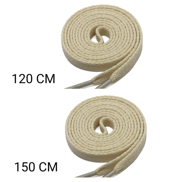 GRAH SANGRAH® 2 Pair | 1 Pair 120 CM | 1 Pair 150 CM| Flat, Sport or Gym Sneaker Shoelace - 120 or 150 CM, Off White