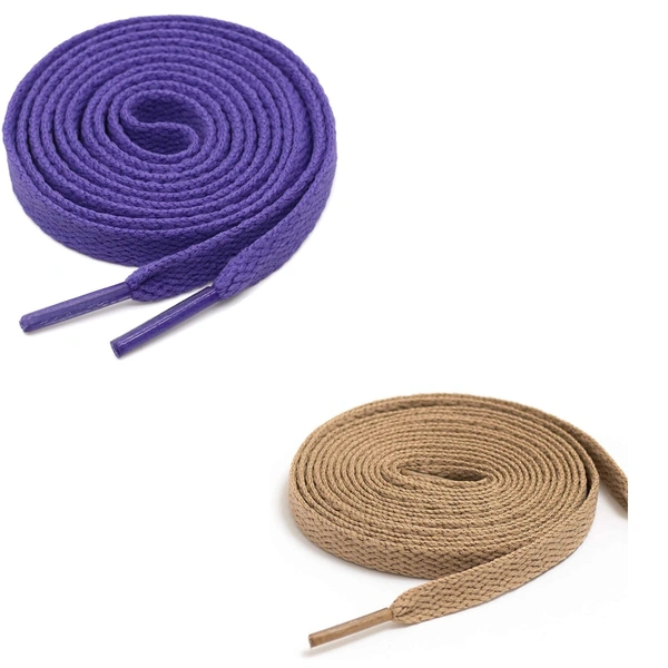 GRAH SANGRAH® (2 Pair) Flat Shoe Lace For Running, Sport Or Gym Shoelace - 120 CM, Purple-Cream