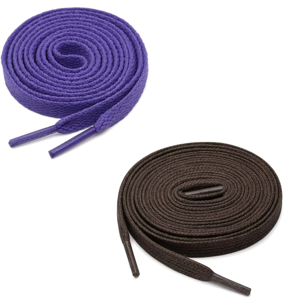GRAH SANGRAH® (2 Pair) Flat Shoe Lace For Running, Sport Or Gym Shoelace - 120 CM, Purple_ Dark Brown