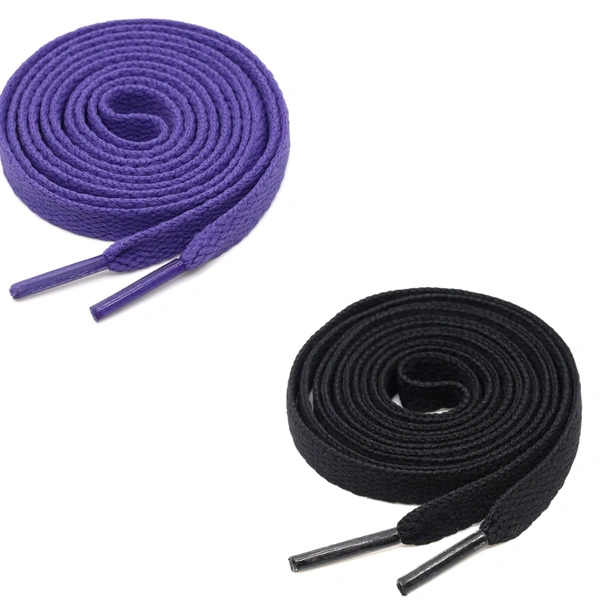 GRAH SANGRAH® (2 Pair) Flat Shoe Lace For Running, Sport Or Gym Shoelace - 120 CM, Purple-Black