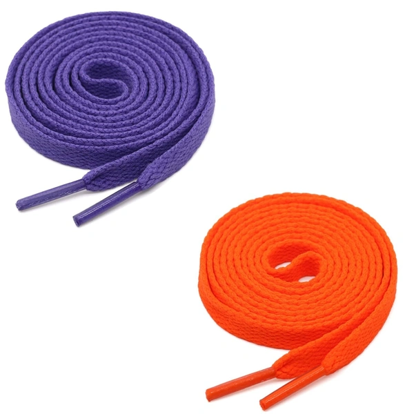 GRAH SANGRAH® (2 Pair) Flat Shoe Lace For Running, Sport Or Gym Shoelace - 150 CM, Purple-Orange