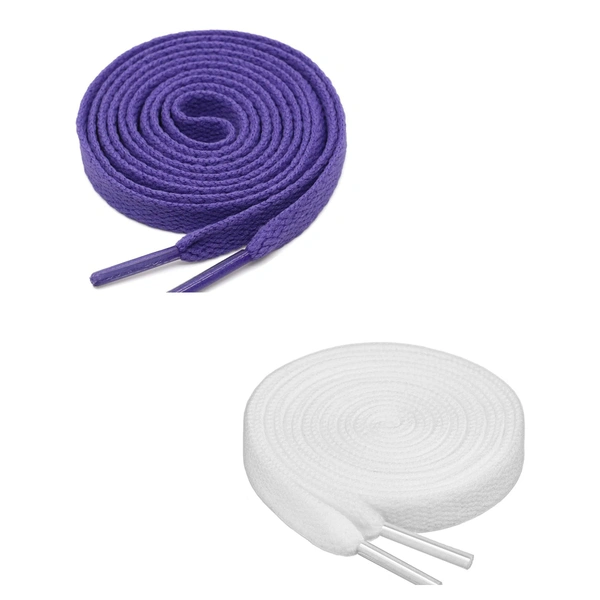 GRAH SANGRAH® (2 Pair) Flat Shoe Lace For Running, Sport Or Gym Shoelace - 150 CM, Purple_ White