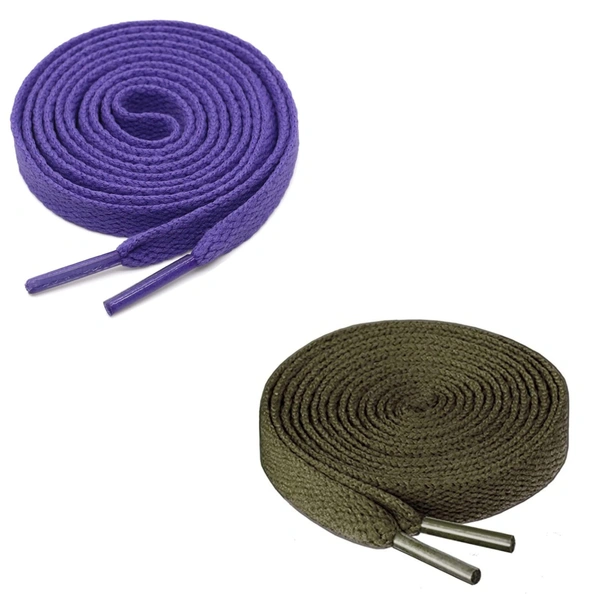GRAH SANGRAH® (2 Pair) Flat Shoe Lace For Running, Sport Or Gym Shoelace - 120 CM, Purple-Army Green