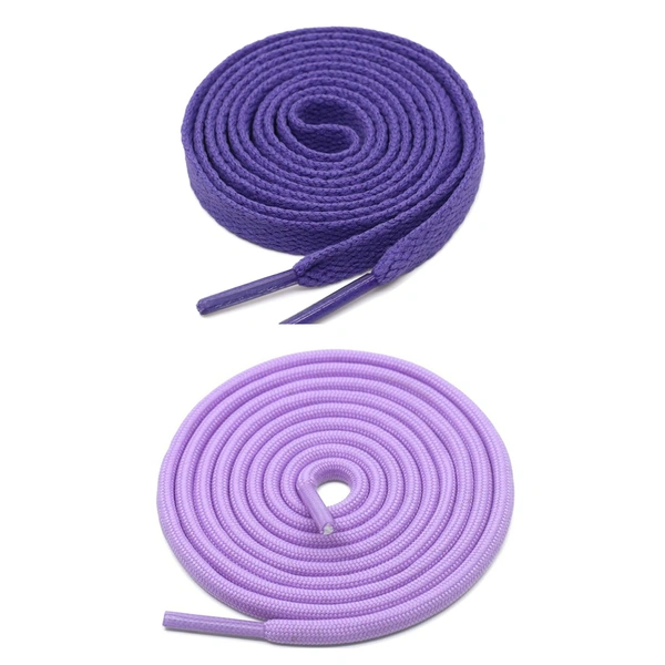 GRAH SANGRAH® 1 Pair FLAT | 1 Pair Round | Unisex Shoe Lace for Running, Sport or Gym Shoelace - 120 CM, Purple