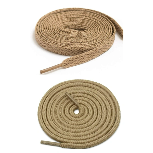 GRAH SANGRAH® 1 Pair FLAT | 1 Pair Round | Unisex Shoe Lace for Running, Sport or Gym Shoelace - 120 CM, Cream